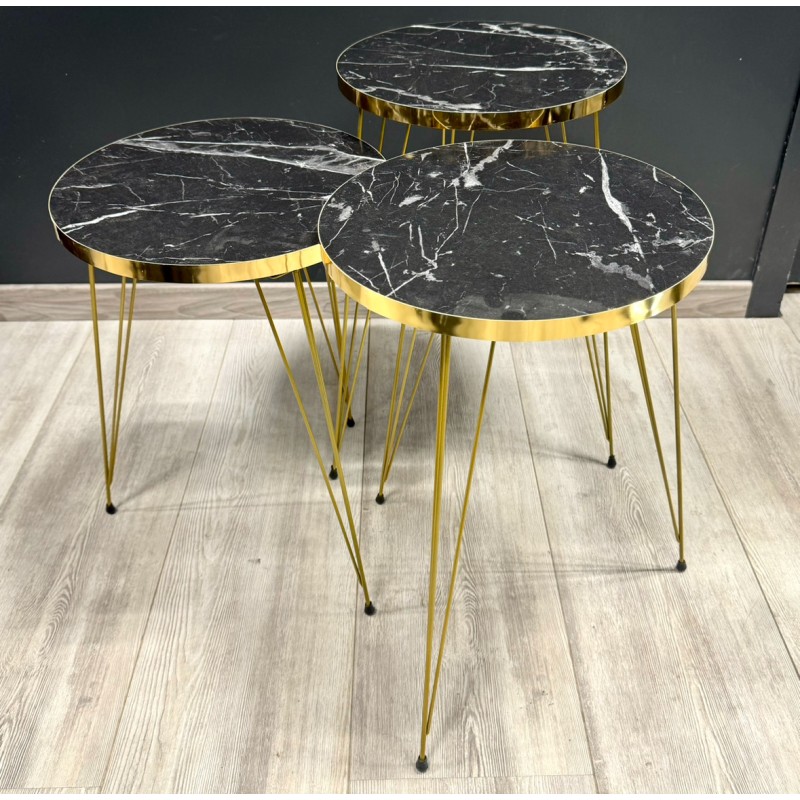 Set de 3 tables d’appoint Black Marble