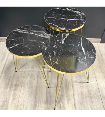 Set de 3 tables d’appoint Black Marble