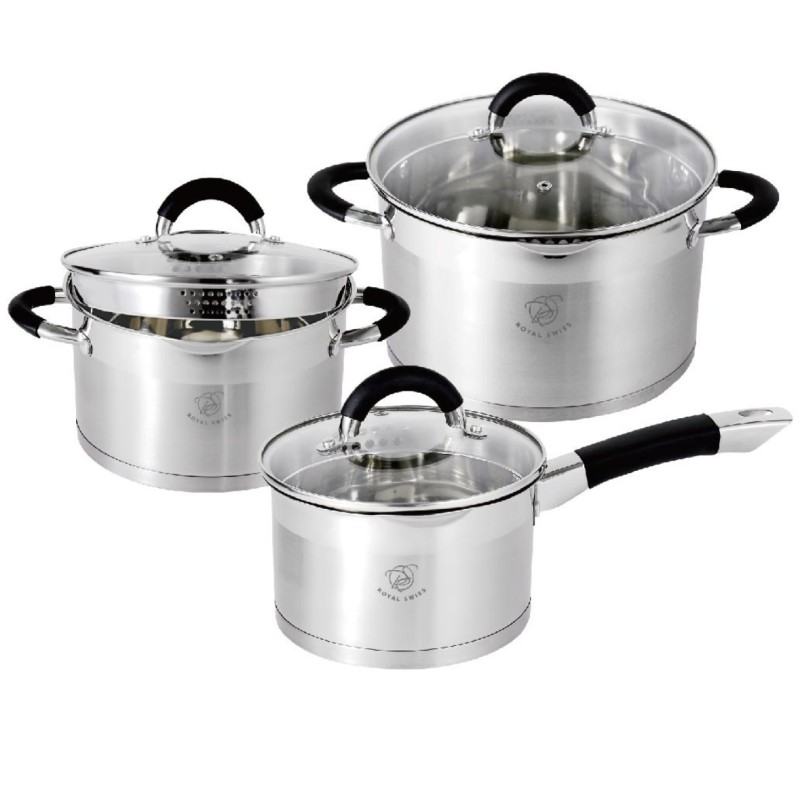 Set de 3 casseroles avec passoire intégrée - Sauce pan induction