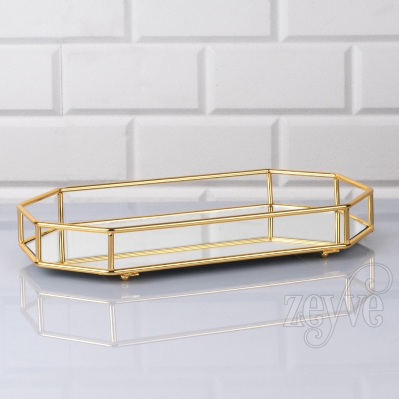 Plateau miroir doré 39cm