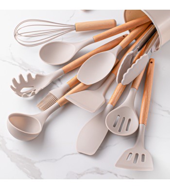 Set d'ustensiles de cuisine Cheffinger beige 12 pièces