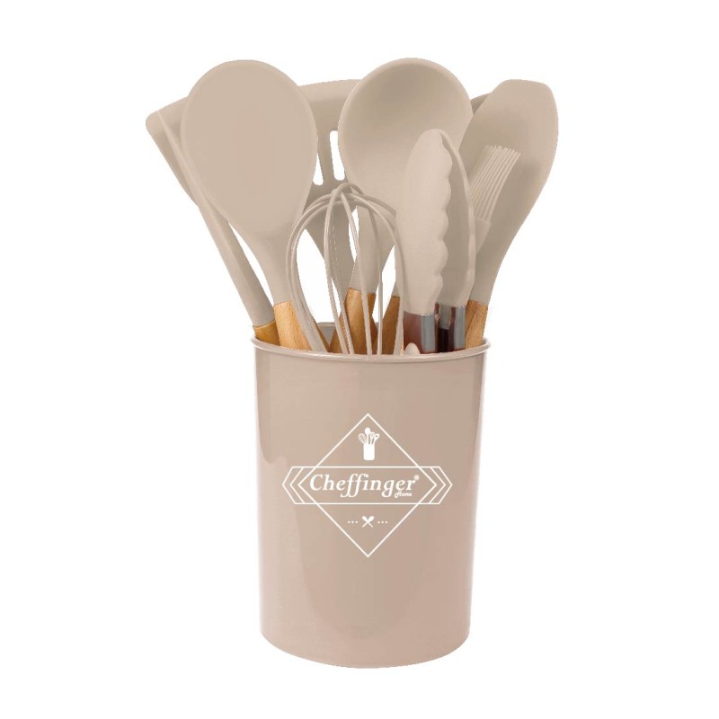 Set d'ustensiles de cuisine Cheffinger beige 12 pièces