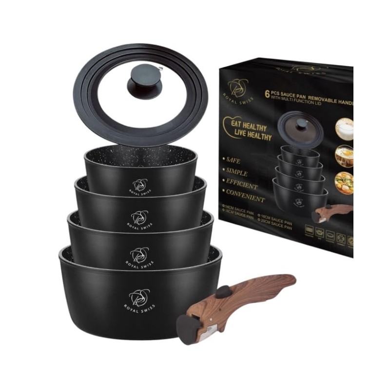 Set de casseroles ingenio Noir Royal Swiss 6 pièces