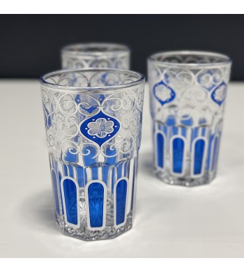 Set de 12 verres à thé Cristal Tradition Bleu