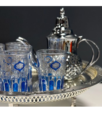 Set de 12 verres à thé Cristal Tradition Bleu