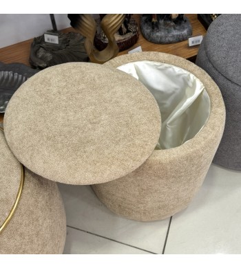 Pouf tabouret avec coffre de rangement velours