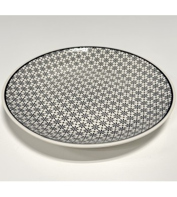 Assiette à dessert en céramique 23cm motif Noir et blanc