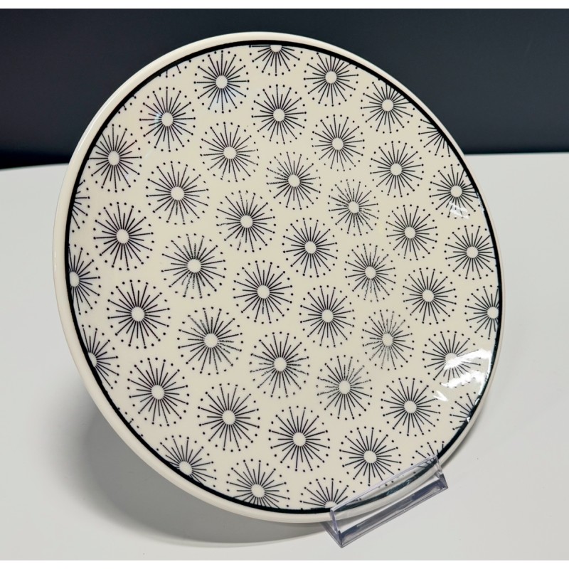 Assiette à dessert en céramique 23cm motif Stars noir