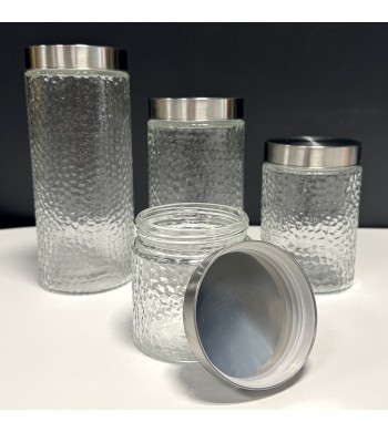 Set de 4 pots en verre avec couvercles hermétiques