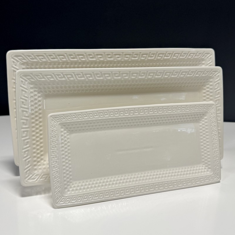 Set de 3 assiettes de présentation en porcelaine rectangulaires